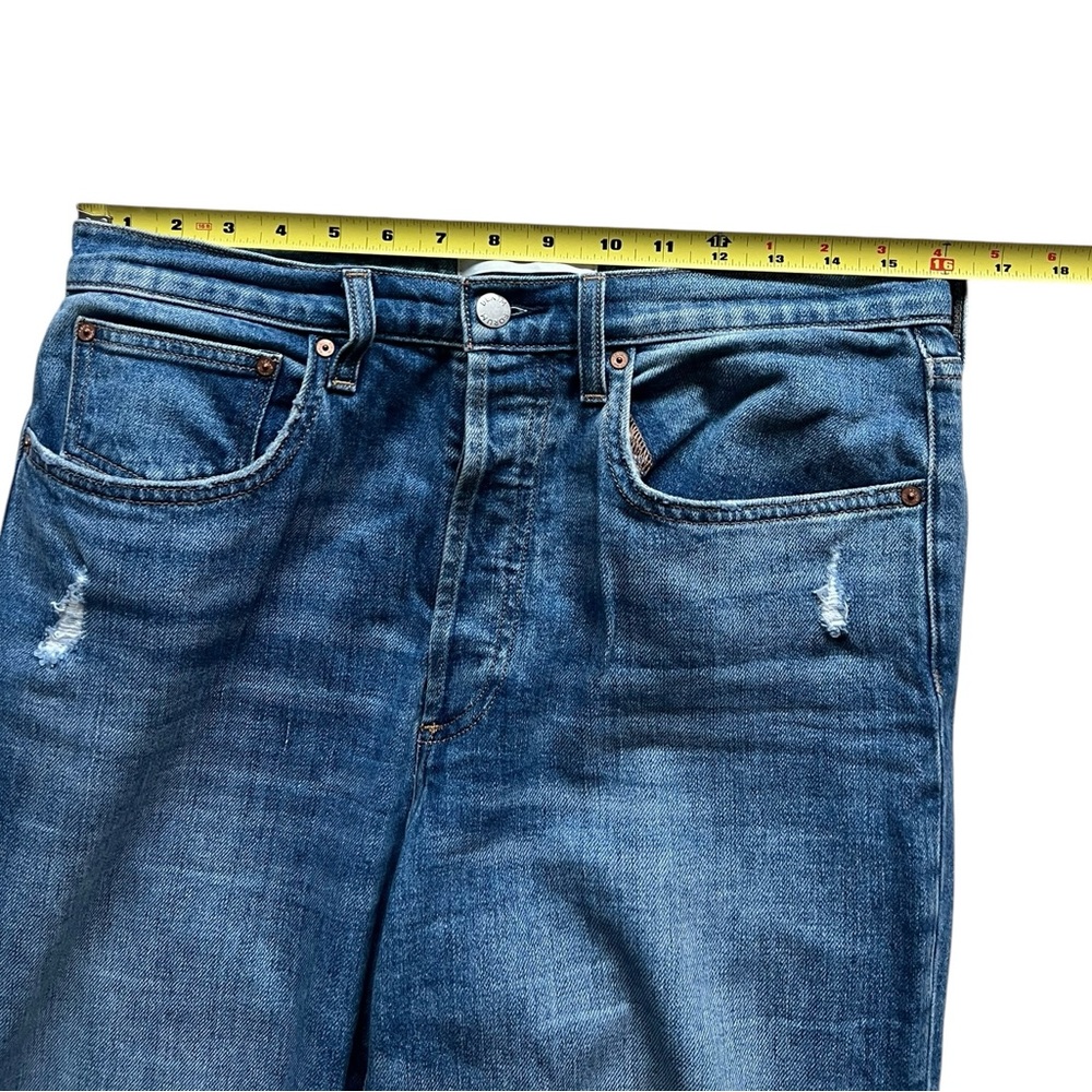 Aritzia Denim Forum The Arlo High Rise Straight Jeans Raw Hem Size 30 - Picture 7 of 14